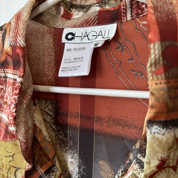 🎉4/30$🎉 Chagall Printed Blouse with Shoulder Pads - Size 16 - Picture 2 of 5